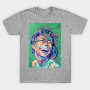 Abstract picture of a beautiful girl on a green background. T-Shirt